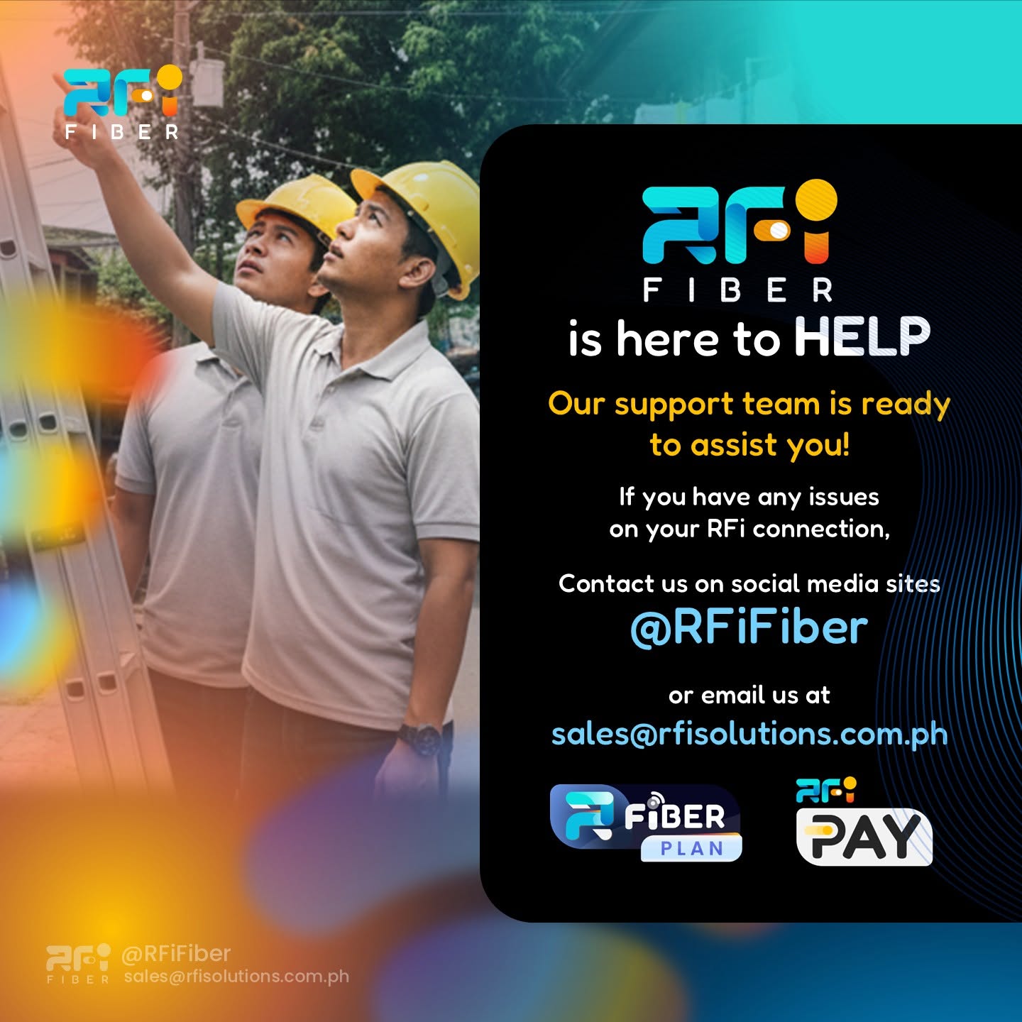 RFi Fiber technicians on-site during installation